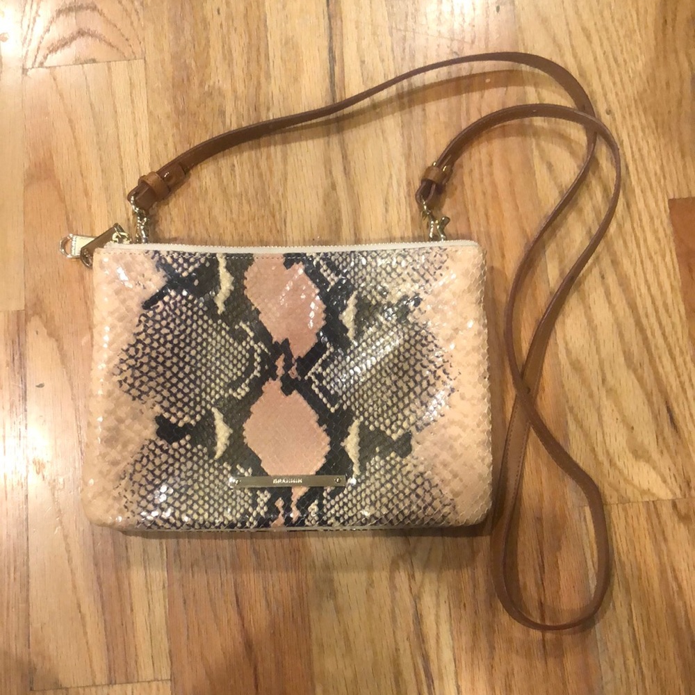 Brahmin Perri Crossbody in Rose Pink Solstice in faux snakeskin!